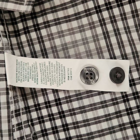 3/$20 Perry Ellis Black & Gray Plaid Non-Iron Button-Up Shirt - Picture 7 of 8